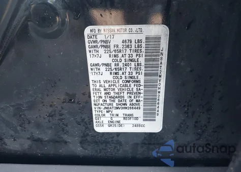 2017 Nissan Rogue Sv из США, поврежденный, VIN JN8AT2MV0HW266449